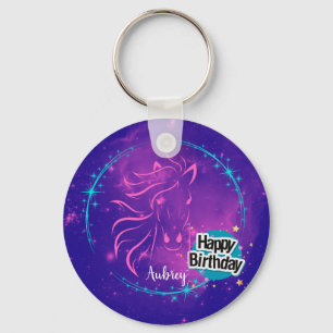 Porte-clés Horse Galaxy Joyeux anniversaire Personnalisé