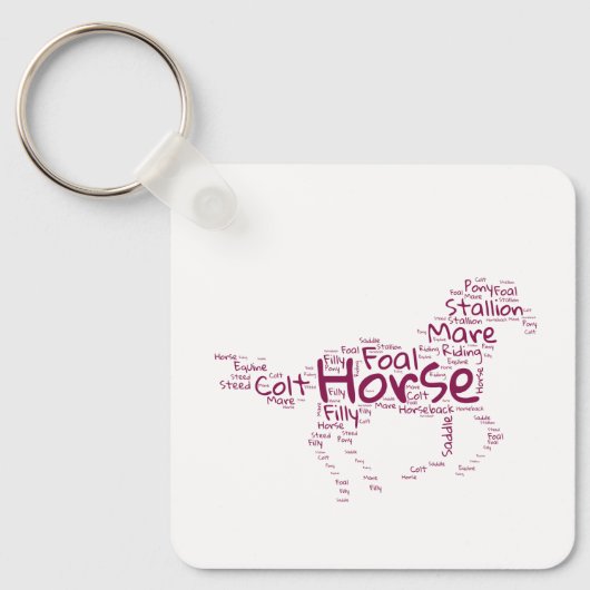 Porte-clés Horse Word Cloud Design unique en Maroon (Recto)