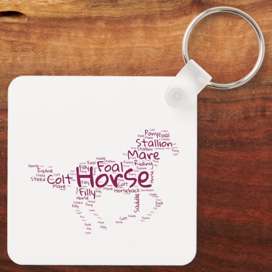 Porte-clés Horse Word Cloud Design unique en Maroon (Verso)