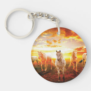 Porte-clés Horses at sunset throw pillow