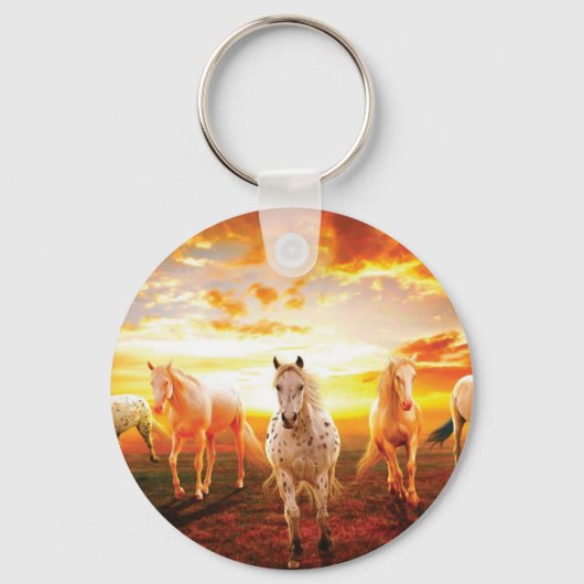 Porte-clés Horses at sunset throw pillow (Recto)