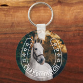 Porte-clés Horseshoe avec Stars & Horse Nom Photo (Recto)