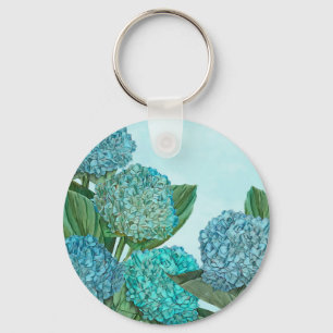 Porte-clés Hortensia Bleu