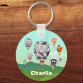 Porte-clés Hot Air Balloon Farm Animals Personalised (Recto)