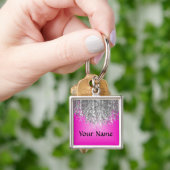 Porte-clés Hot pink and faux glitter (main)