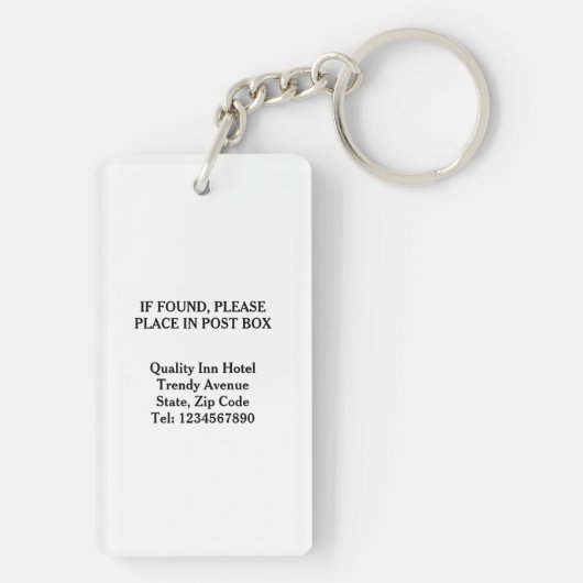 Porte-clés Hotel lodge Resort Custom Room Key (Dos)