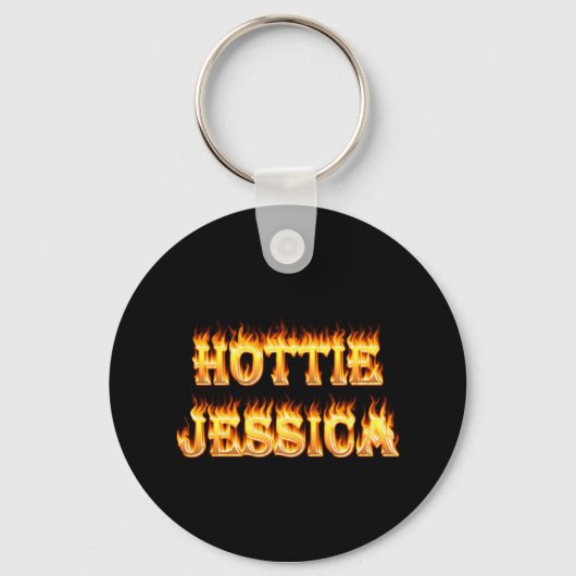 Porte-clés Hottie Jessica feu et flammes. (Recto)