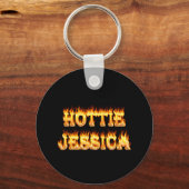 Porte-clés Hottie Jessica feu et flammes. (Recto)