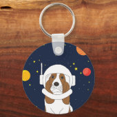 Porte-clés Hound Dog Astronaut Animal Avec Casque Spatial (Recto)