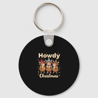 Porte-clés Howdy Christmas Funny Highland Cow Xmas Cows Lover