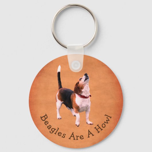 Porte-clés Howling Beagle Dog Cute Personalized  (Verso)