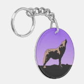 Porte-clés Howling Wolf at Sunset - Art faunique original (Devant gauche)