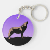 Porte-clés Howling Wolf at Sunset - Art faunique original (Dos)