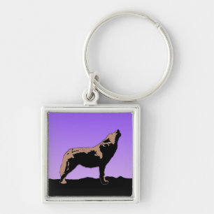 Porte-clés Howling Wolf at Sunset - Art faunique original