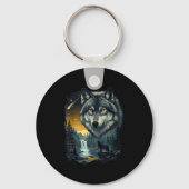 Porte-clés Howling Wolf Waterfall Scene For Nature Lovers And (Recto)