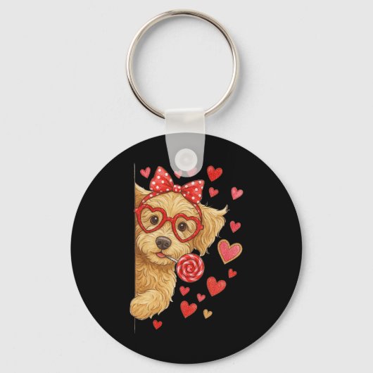 Porte-clés Hugvyn Goldendoodle Saint-Valentin Doodle Maman Co (Recto)