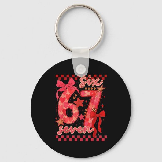 Porte-clés Hugvyn Six Seven Saint-Valentin 6 7 Mème À Carreau (Recto)