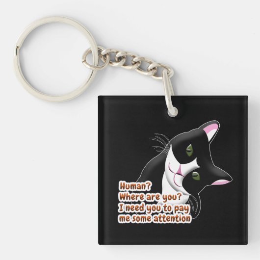 Porte-clés Humain ? Où es-tu ? Chat (Devant)