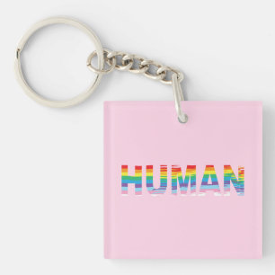 Porte-clés HUMAN LGBTQIA Rainbow Flag, lettre de fierté