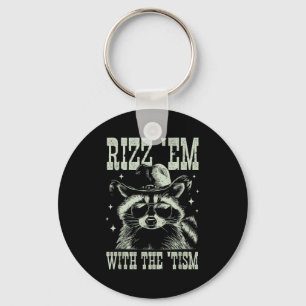 Porte-clés Humour rizz em avec le tisme raton laveur cowboy a