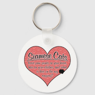 Porte-clés Humour siamois de chat d'empreintes de pattes