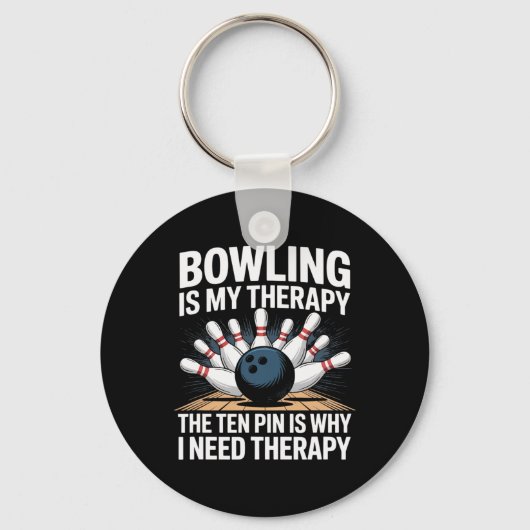 Porte-clés Humour Thérapeutique de Bowling Conception Frustra (Recto)