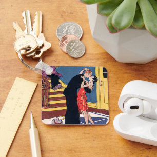 Porte-clés Humour Vintage, Amour et Romance, Baiser de Derniè