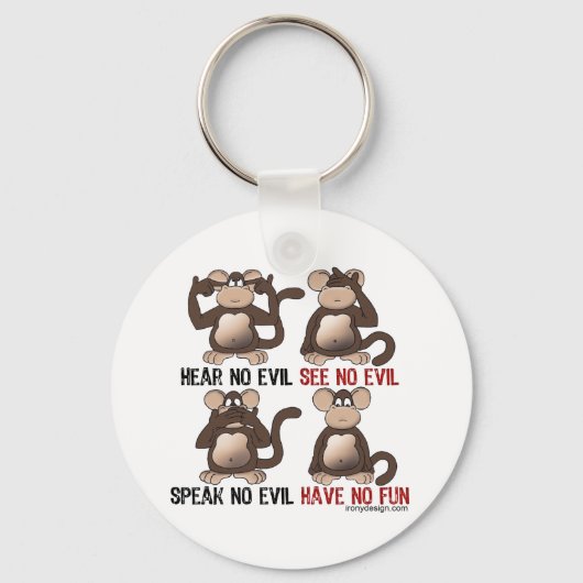 Porte-clés Humour Wise Monkeys (Recto)