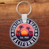 Porte-clés Huntington Beach California Retro Sunset Souvenirs (Recto)