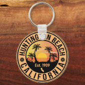 Porte-clés Huntington Beach California Retro Sunset Souvenirs (Verso)