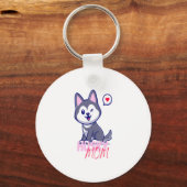 Porte-clés Husky Chig Maman Cute Kawaii Chiot (Recto)