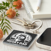 Porte-clés Husky Dad Gift Chien Propriétaire Sibérien Huskies (Devant Droit)