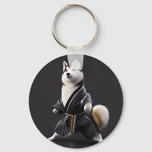 Porte-clés Husky Dog connaît Karate, Husky Dog Karate Player (Recto)