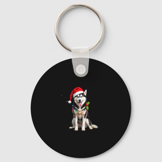 Porte-clés Husky Dog Santa Hat Christmas Tree Xmas Gifts For (Recto)