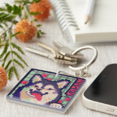 Porte-clés Husky, Pixel Art, pixel (Devant Droit)