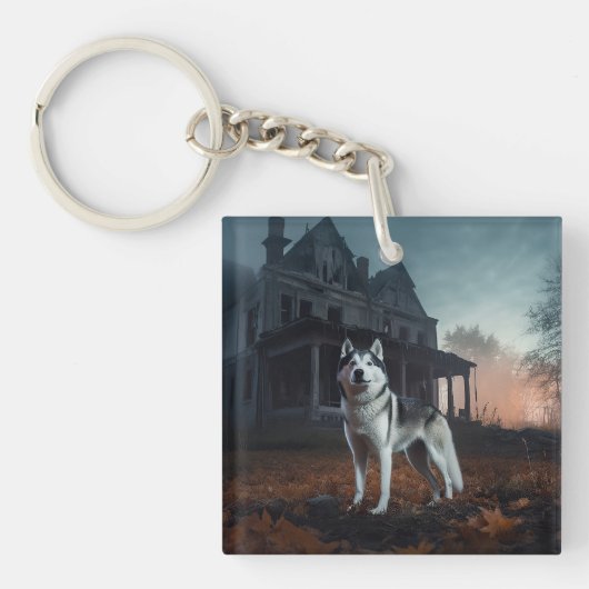 Porte-clés Husky sibérien Halloween Épouvantable (Devant)