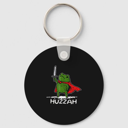 Porte-clés Huzzah Frog Knight Funny Sword Meme Quote (Recto)