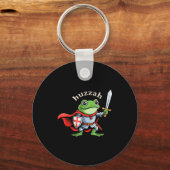Porte-clés Huzzah Frog Knight Funny Sword Meme Quote Medieval (Recto)