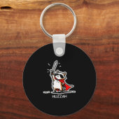 Porte-clés Huzzah Raccoon Knight Funny Sword Meme Quote (Recto)