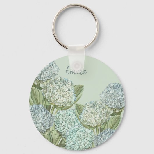 Porte-clés Hydrangea Bleu/Vert Sage (Recto)