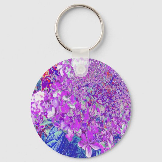 Porte-clés Hydrangea élégant violet et bleu limelight (Recto)