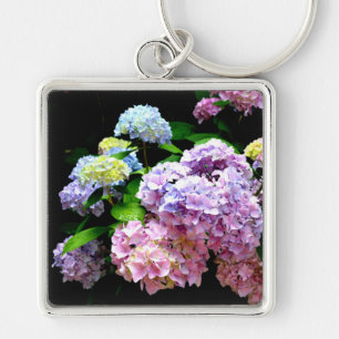 Porte-clés Hydrangea garden, rose, bleu, purple floral