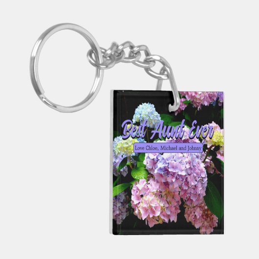Porte-clés Hydrangea jardin rose bleu pourpre fleuri cadeau d (Devant gauche)