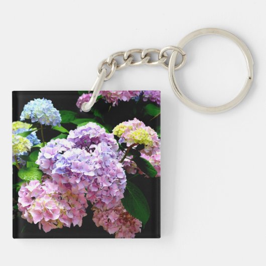 Porte-clés Hydrangea jardin rose bleu pourpre fleuri cadeau d (Dos)