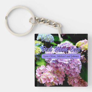 Porte-clés Hydrangea jardin rose bleu pourpre fleuri cadeau m