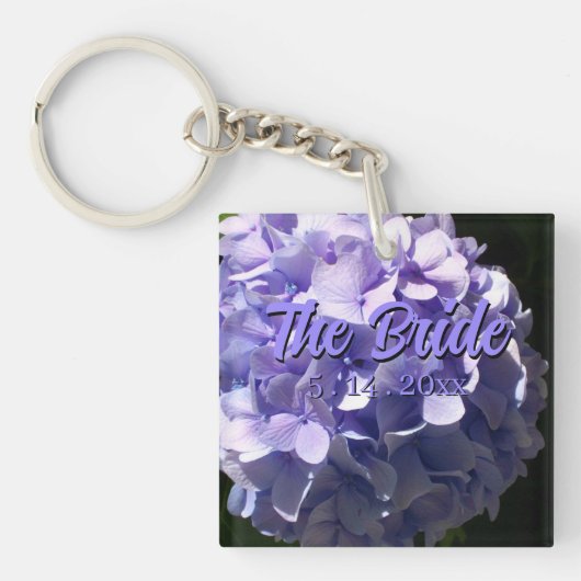 Porte-clés Hydrangea violet fleurs violettes pour la mariée (Devant)