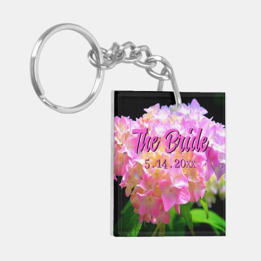 Porte-clés Hydrangeas élégants rose violet orange la mariée (Devant gauche)