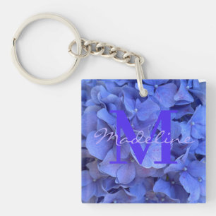 Porte-clés Hydrangeas florales élégantes bleu pervenche