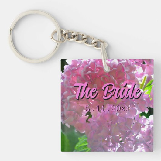 Porte-clés Hydrangeas roses radieuses, fleurs de mariée rose (Devant)