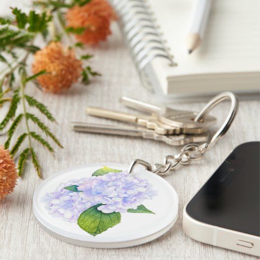 Porte-clés Hydrangée aquarelle (Devant droit)
